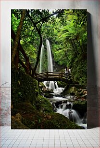 Πίνακας, Serene Waterfall in a Lush Forest Γαλήνιος καταρράκτης σε ένα καταπράσινο δάσος