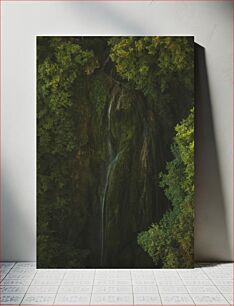 Πίνακας, Serene Waterfall in Dense Forest Γαλήνιος καταρράκτης σε πυκνό δάσος