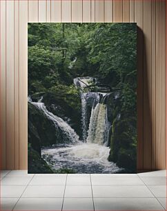 Πίνακας, Serene Waterfall in the Forest Γαλήνιος καταρράκτης στο δάσος