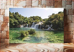 Πίνακας, Serene Waterfall Landscape Γαλήνιο Τοπίο Καταρράκτη