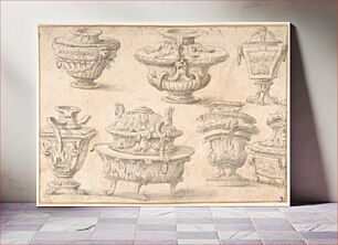 Πίνακας, Seven Designs for Vases and Table Silver by Giovanni Larciani ("Master of the Kress Landscapes")