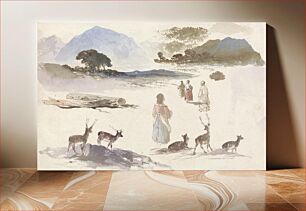 Πίνακας, Sheet of Studies of Deer, Figures and Landscape