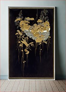 Πίνακας, Shikishi (square calligraphy paper) Box with Design of Flowers and Praying Mantis, Japan