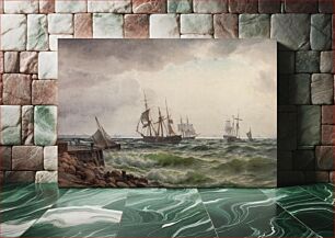 Πίνακας, Ships under land after a storm by Carl Neumann