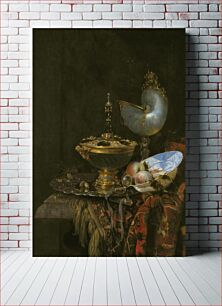 Πίνακας, Show off Still Life with Holbein Bowl, Nautilus Cup, Glass Goblet and Fruit Dish by Willem Kalf