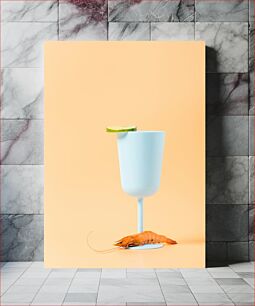 Πίνακας, Shrimp and Wine Glass Γαρίδες και ποτήρι κρασιού