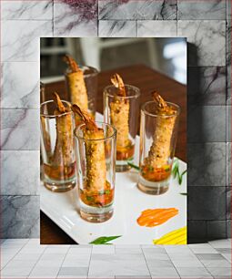 Πίνακας, Shrimp Appetizers in Shot Glasses Γαρίδες ορεκτικά σε σφηνάκια