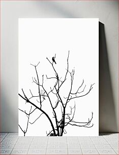 Πίνακας, Silhouette of a Bird on a Bare Tree Σιλουέτα ενός πουλιού σε ένα γυμνό δέντρο