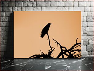 Πίνακας, Silhouette of a Bird on a Branch Σιλουέτα ενός πουλιού σε ένα κλαδί