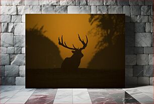Πίνακας, Silhouette of a Deer at Sunset Σιλουέτα ενός ελαφιού στο ηλιοβασίλεμα