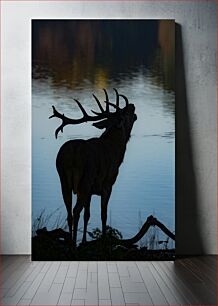 Πίνακας, Silhouette of a Deer by the Water Σιλουέτα ενός ελαφιού δίπλα στο νερό