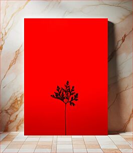 Πίνακας, Silhouette of a Leaf Against Red Σιλουέτα ενός φύλλου ενάντια στο κόκκινο