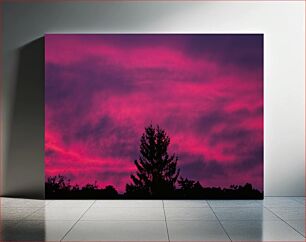 Πίνακας, Silhouette of a Tree Against a Vibrant Sunset Σιλουέτα ενός δέντρου ενάντια σε ένα ζωντανό ηλιοβασίλεμα