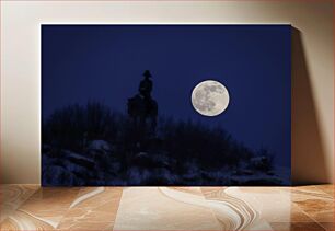 Πίνακας, Silhouette of Cowboy Under Full Moon Σιλουέτα του καουμπόη κάτω από την πανσέληνο