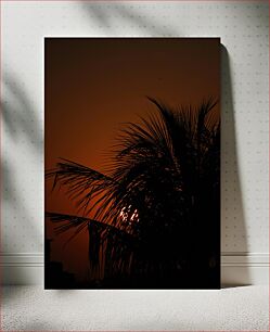 Πίνακας, Silhouette of Palm Leaves at Sunset Σιλουέτα των φύλλων φοίνικα στο ηλιοβασίλεμα