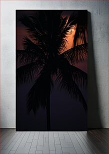 Πίνακας, Silhouette of Palm Tree at Sunset Σιλουέτα του φοίνικα στο ηλιοβασίλεμα