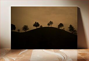 Πίνακας, Silhouetted Trees on Hill at Sunset Σκιαγραφημένα δέντρα στο λόφο στο ηλιοβασίλεμα