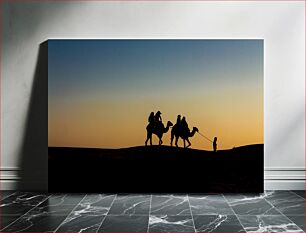 Πίνακας, Silhouettes of Camels at Sunset Σιλουέτες με καμήλες στο ηλιοβασίλεμα