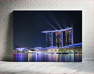 Πίνακας, Singapore Cityscape at Night Αστικό τοπίο της Σιγκαπούρης τη νύχτα