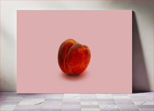 Πίνακας, Single Peach on Pink Background Μονό ροδάκινο σε ροζ φόντο