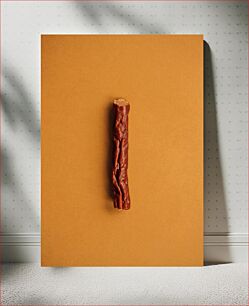 Πίνακας, Single Sausage on Brown Background Μονό λουκάνικο σε καφέ φόντο