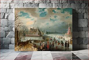 Πίνακας, Skating on the Frozen Amstel River (1611) by Adam van Breen
