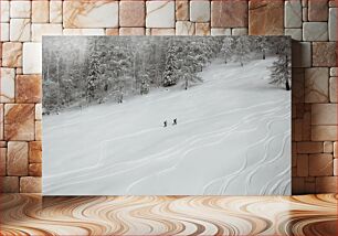 Πίνακας, Skiers in a Snowy Forest Σκιέρ σε ένα χιονισμένο δάσος