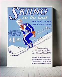 Πίνακας, Skiing in the East The best trails and how to get there : A guide for winter sport fans : Describing over 1000 trails in 216 localities (1936-1939) chromolithograph art