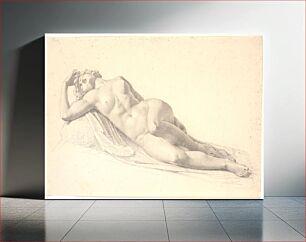 Πίνακας, Sleeping Bacchante.Study for or drawing after Bissen's first life-size statue by Herman Wilhelm Bissen