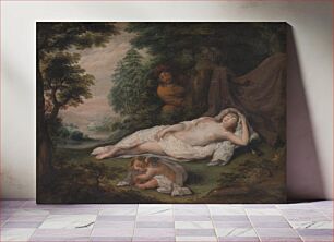 Πίνακας, Sleeping nymph watched by a man, Laurentius De Neter
