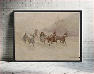 Πίνακας, [Sleighs pulled by horses running through snow] / F.M. Lamb
