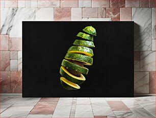 Πίνακας, Sliced Avocado on Dark Background Αβοκάντο σε φέτες σε σκούρο φόντο