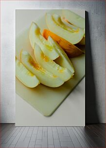 Πίνακας, Sliced Melon on Cutting Board Πεπόνι σε φέτες σε σανίδα κοπής