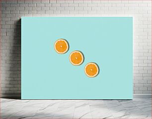 Πίνακας, Sliced Oranges on a Blue Background Πορτοκάλια σε φέτες σε μπλε φόντο