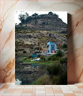 Πίνακας, Small House by the Hillside Reflecting in Water Μικρό σπίτι στην πλαγιά που αντανακλάται στο νερό