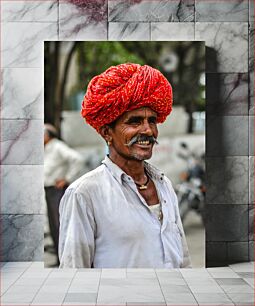 Πίνακας, Smiling Man with Traditional Turban Χαμογελαστός άνδρας με παραδοσιακό τουρμπάνι