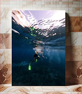 Πίνακας, Snorkeler in the Deep Sea Ψαροντούφεκο στη βαθιά θάλασσα