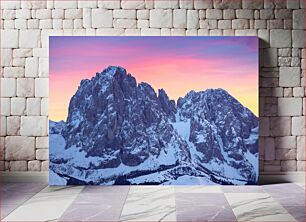 Πίνακας, Snow-Capped Mountain at Sunset Χιονισμένο βουνό στο ηλιοβασίλεμα
