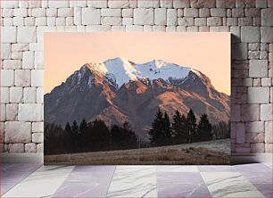 Πίνακας, Snow-Capped Mountain at Sunset Χιονισμένο βουνό στο ηλιοβασίλεμα