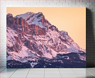 Πίνακας, Snow-Capped Mountain at Sunset Χιονισμένο βουνό στο ηλιοβασίλεμα