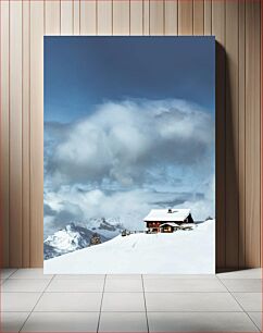 Πίνακας, Snow-Capped Mountain Cabin Χιονισμένη ορεινή καμπίνα