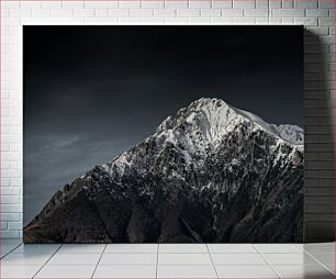 Πίνακας, Snow-Capped Mountain Under Dark Sky Χιονισμένο βουνό κάτω από τον σκοτεινό ουρανό