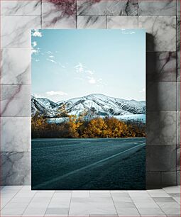 Πίνακας, Snow-capped Mountains and Autumn Road Χιονισμένα βουνά και φθινοπωρινός δρόμος