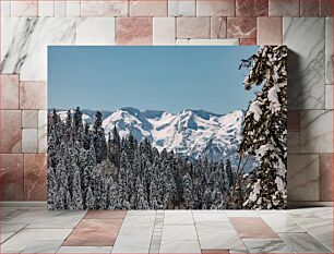 Πίνακας, Snow-Capped Mountains and Pine Forest Χιονισμένα βουνά και πευκοδάσος