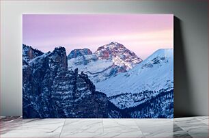 Πίνακας, Snow-Capped Mountains at Sunset Χιονισμένα βουνά στο ηλιοβασίλεμα