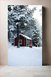 Πίνακας, Snow-Covered Cabin in Winter Χιονισμένη καμπίνα το χειμώνα