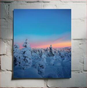 Πίνακας, Snow-Covered Forest at Sunset Χιονισμένο δάσος στο ηλιοβασίλεμα
