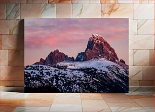 Πίνακας, Snow-Covered Mountain at Dusk Χιονισμένο βουνό στο σούρουπο