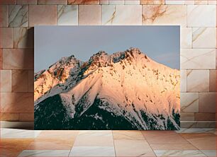 Πίνακας, Snow-Covered Mountain at Sunset Χιονισμένο βουνό στο ηλιοβασίλεμα