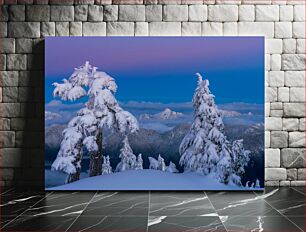 Πίνακας, Snow-Covered Mountain Landscape at Twilight Χιονισμένο ορεινό τοπίο στο Λυκόφως